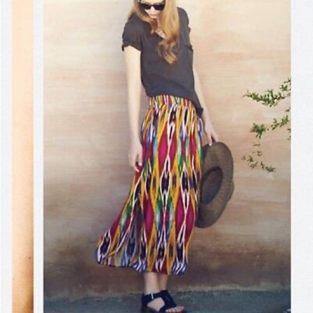Anthropologie Multicolor Ikat Maxi Skirt